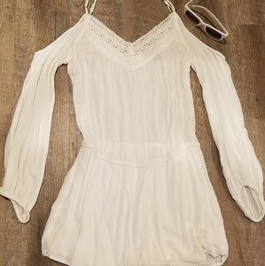White summer cold shoulder romper
